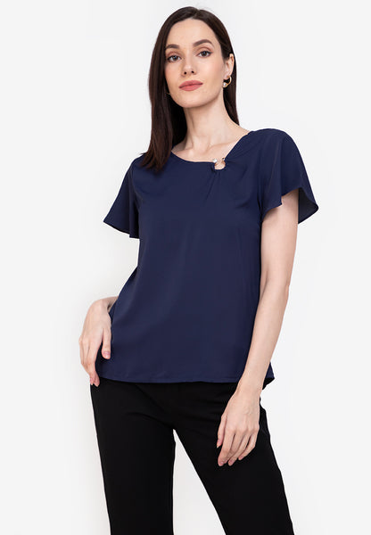 Krizia Pearl Detail Flares Sleeve Blouse