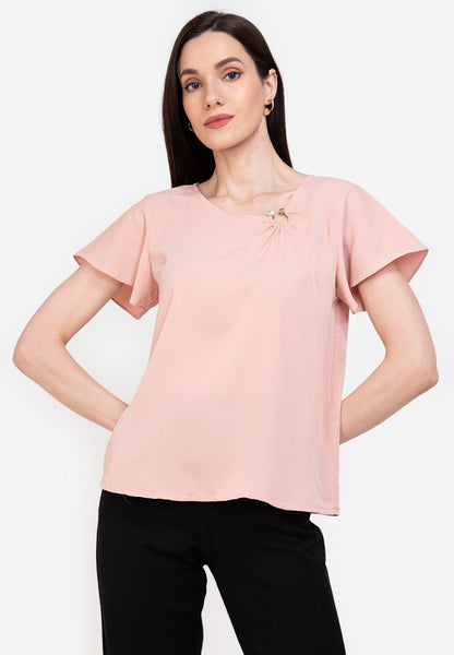 Krizia Pearl Detail Flares Sleeve Blouse