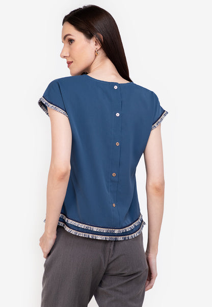 Krizia Tassel Fringe Buttoned Back Top