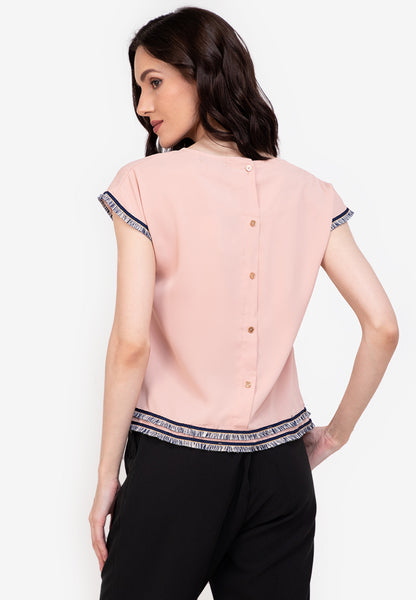 Krizia Tassel Fringe Buttoned Back Top