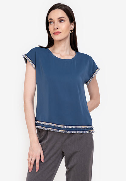 Krizia Tassel Fringe Buttoned Back Top