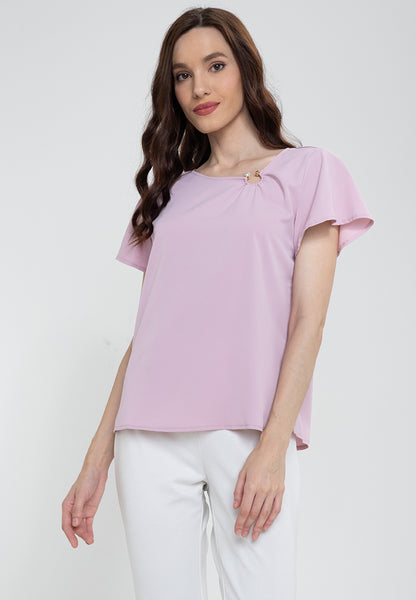 Krizia Pearl Detail Flares Sleeve Blouse