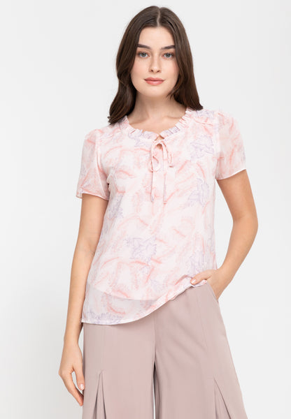 Krizia Special Fabric Puff Sleeves Tie Neck Blouse Top