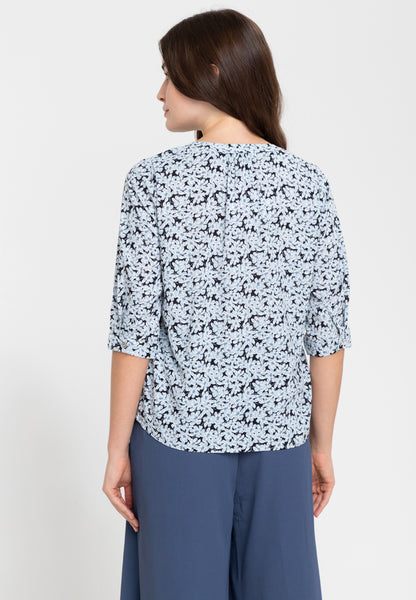 Krizia V-Neck Detachable Floral Brooch Blouse Top