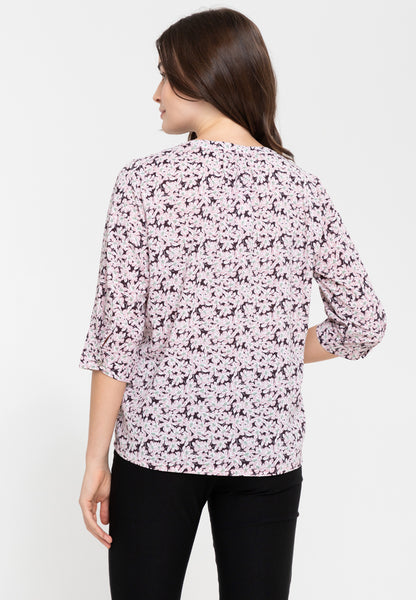 Krizia V-Neck Detachable Floral Brooch Blouse Top