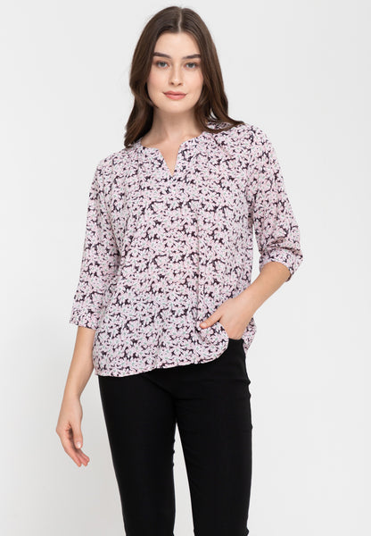 Krizia V-Neck Detachable Floral Brooch Blouse Top