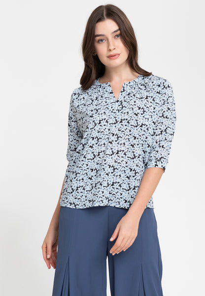 Krizia V-Neck Detachable Floral Brooch Blouse Top