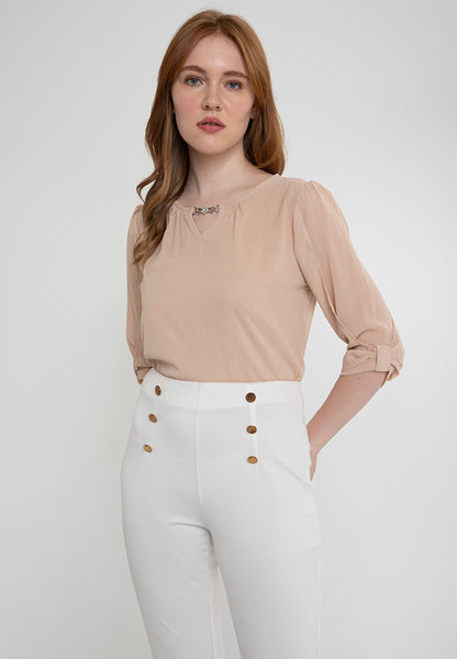 Krizia Statement Sleeve Blouse with Neck Detail
