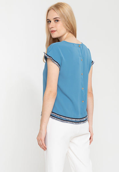Krizia Tassel Fringe Buttoned Back Top