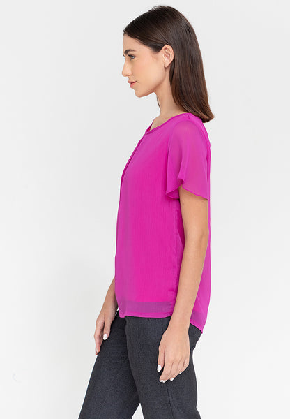 Krizia Pleated Bell Sleeve Blouse
