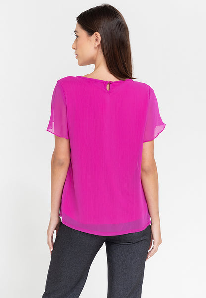 Krizia Pleated Bell Sleeve Blouse