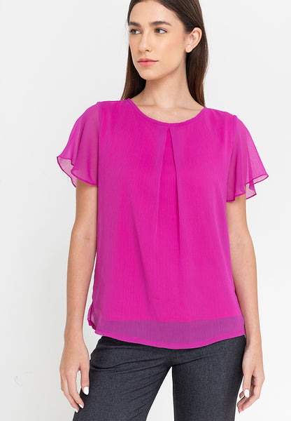 Krizia Pleated Bell Sleeve Blouse