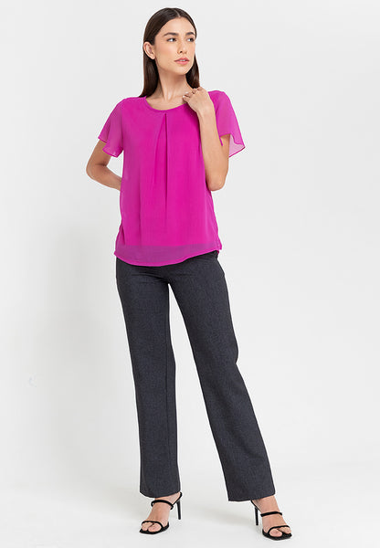 Krizia Pleated Bell Sleeve Blouse