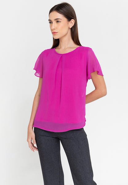 Krizia Pleated Bell Sleeve Blouse