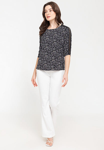 Krizia 3/4 Sleeve Blouse with Sleeve Detail