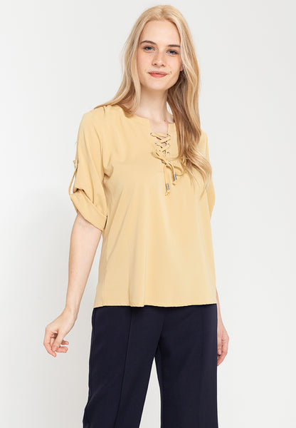 Krizia 3/4 Long Sleeve Tie Down Neck Detail