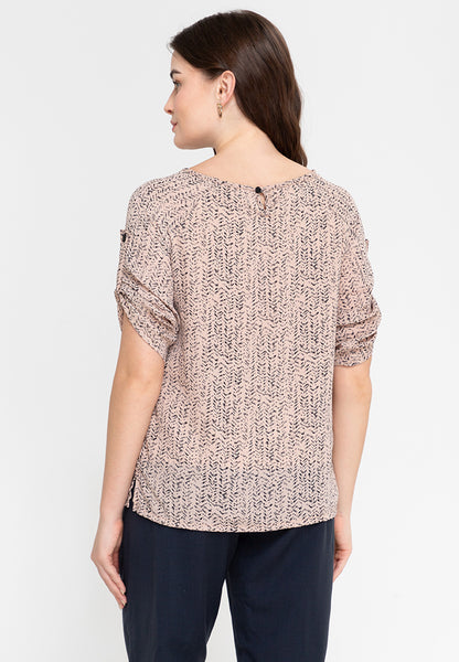 Krizia Stripe Roll Tab Blouse with V-Cut Detail