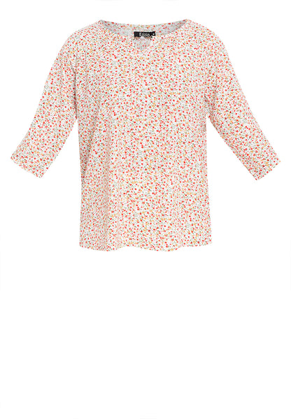Krizia Roll Tab Sleeves Printed Blouse With Neck Detail