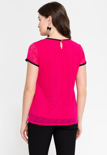 Krizia Tie Neck Premium Lace Blouse Korean Style Top Formal Party