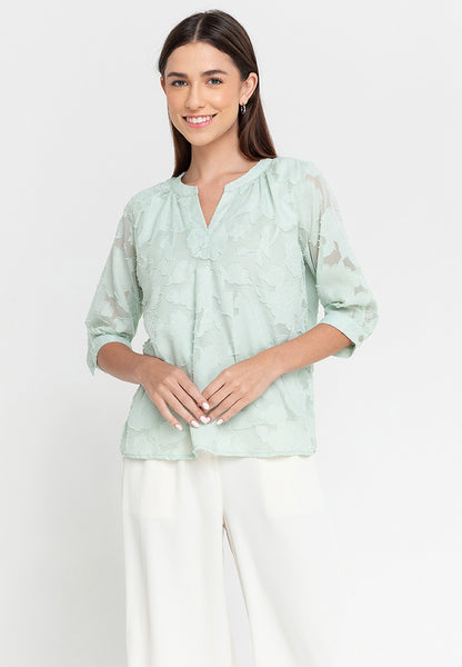 Krizia Special Fabric V-Neck  Blouse Top