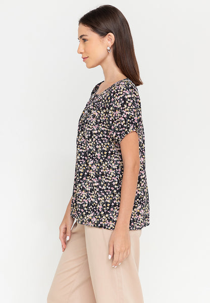 Krizia Printed Button Front Puff Sleeves Blouse