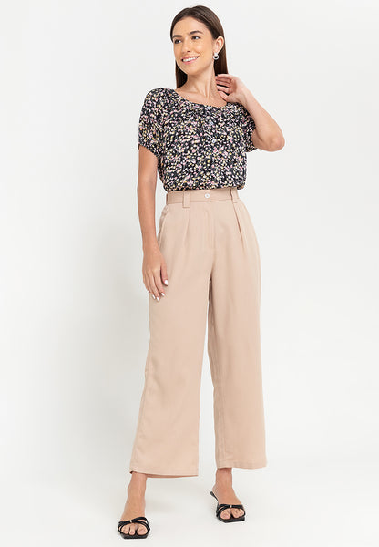 Krizia Printed Button Front Puff Sleeves Blouse