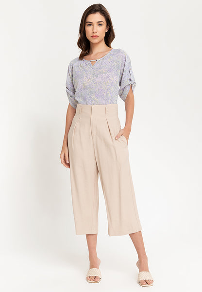 Krizia Stripe Roll Tab Blouse with Metal Tab Detail