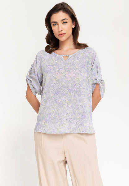 Krizia Stripe Roll Tab Blouse with Metal Tab Detail