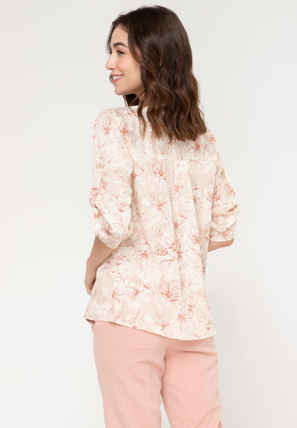 Krizia Roll Tab Sleeve V Notch Korean Style Blouse