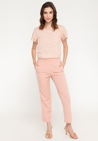 Krizia Printed Pearl Detail Flares Sleeve Blouse