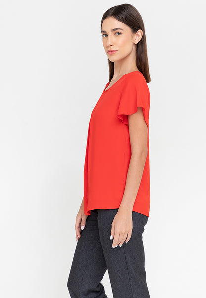 Krizia Pleated Bell Sleeve Blouse