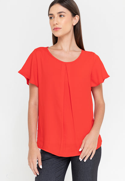 Krizia Pleated Bell Sleeve Blouse
