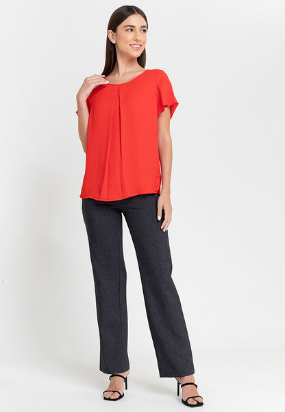 Krizia Pleated Bell Sleeve Blouse