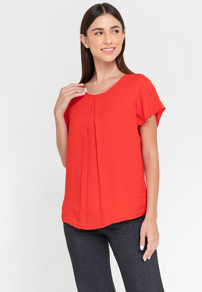 Krizia Pleated Bell Sleeve Blouse