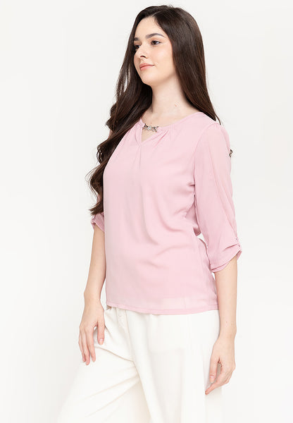 Krizia Statement Sleeve Blouse with Neck Detail
