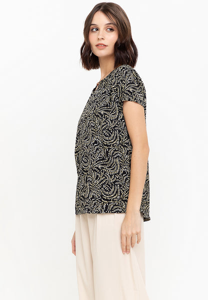 Krizia Cotton Paisley Printed Detail Blouse Top
