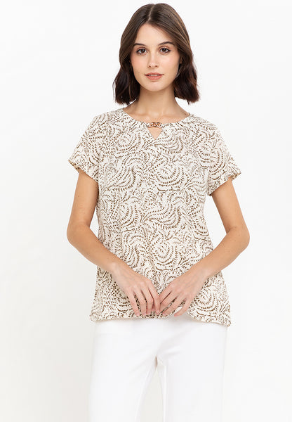 Krizia Cotton Paisley Printed Detail Blouse Top