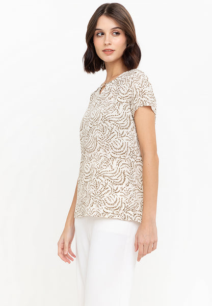 Krizia Cotton Paisley Printed Detail Blouse Top