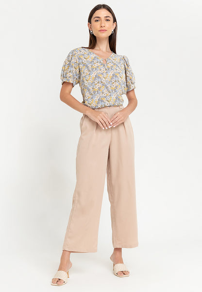 Krizia Pearl Detail Puff Sleeves Blouse Top