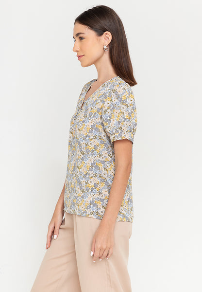 Krizia Pearl Detail Puff Sleeves Blouse Top