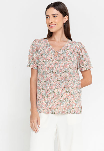 Krizia Pearl Detail Puff Sleeves Blouse Top