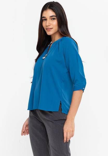 Krizia V-Neck Detachable Brooch Pin Blouse Top