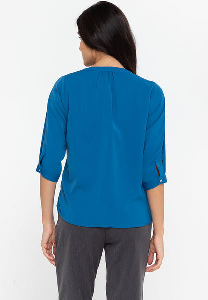 Krizia V-Neck Detachable Brooch Pin Blouse Top