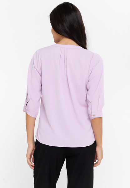 Krizia V-Neck Detachable Brooch Pin Blouse Top