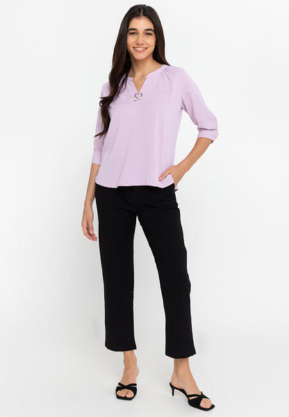 Krizia V-Neck Detachable Brooch Pin Blouse Top