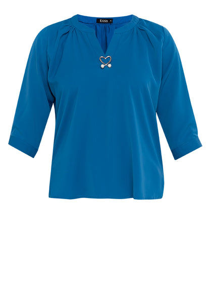 Krizia V-Neck Detachable Brooch Pin Blouse Top