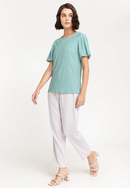 Krizia Special Fabric Puff Sleeve Blouse