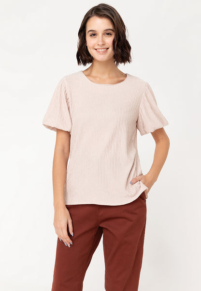 Krizia Special Fabric Puff Sleeve Blouse