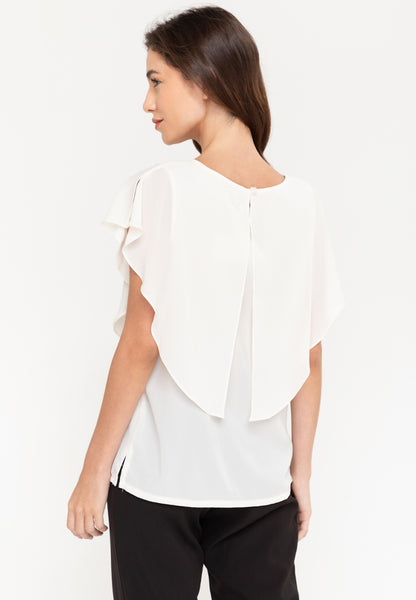 Krizia Pleated Overlay Blouse Top
