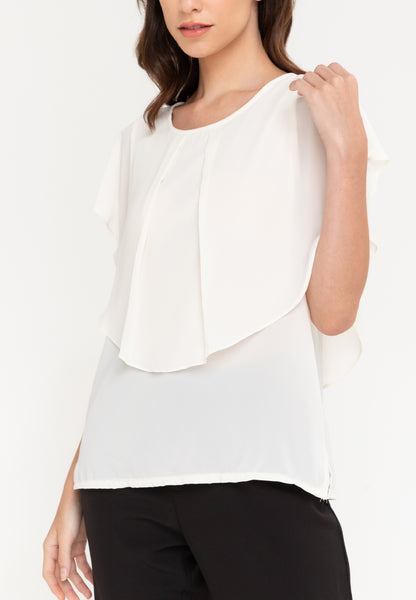 Krizia Pleated Overlay Blouse Top